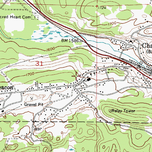 Topographic Map of Sacred Heart Catholic Church, MI