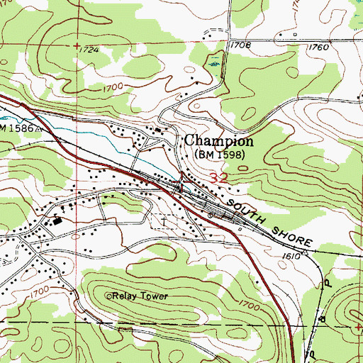 Topographic Map of Champion Post Office, MI