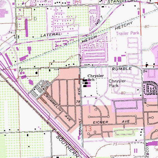 Topographic Map of Chrysler Elementary School, CA
