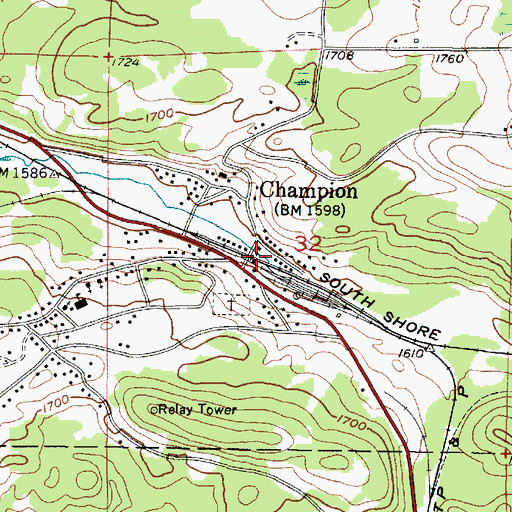 Topographic Map of Champion Station, MI