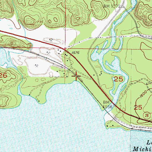 Topographic Map of Michigamme Shores Campground, MI