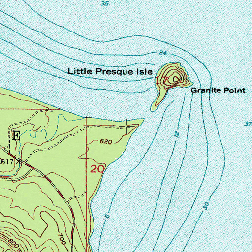 Topographic Map of Little Presque Isle State Forest Campground, MI