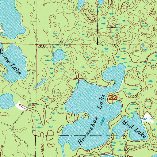 Topographic Map of Horseshoe Lake State Forest Campground, MI