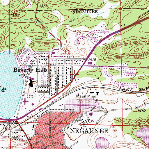 Topographic Map of Marquette Iron Range Historical Marker, MI