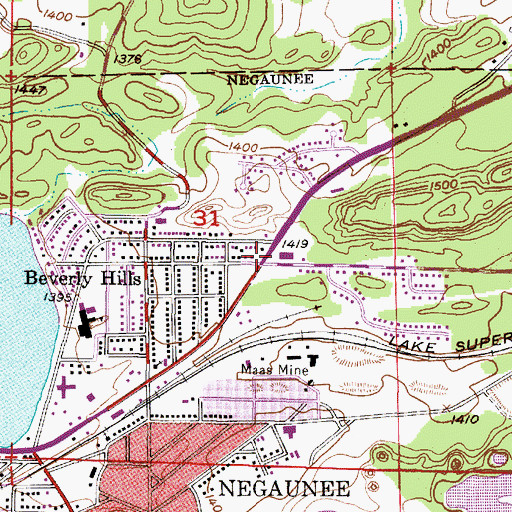 Topographic Map of Jackson Mine Historical Marker, MI
