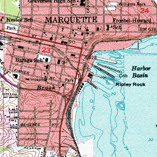 Topographic Map of Jacques Marquette Historical Marker, MI