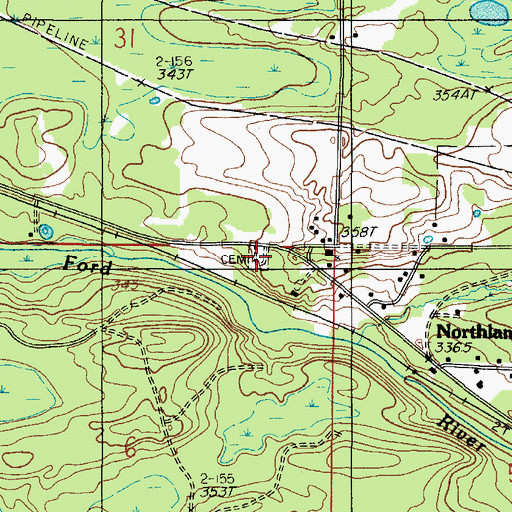 Topographic Map of Riverview Cemetery, MI
