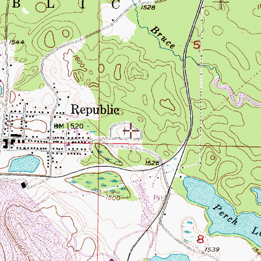 Topographic Map of Republic Cemetery, MI