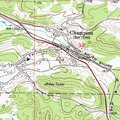 Topographic Map of Champion Cemetery, MI