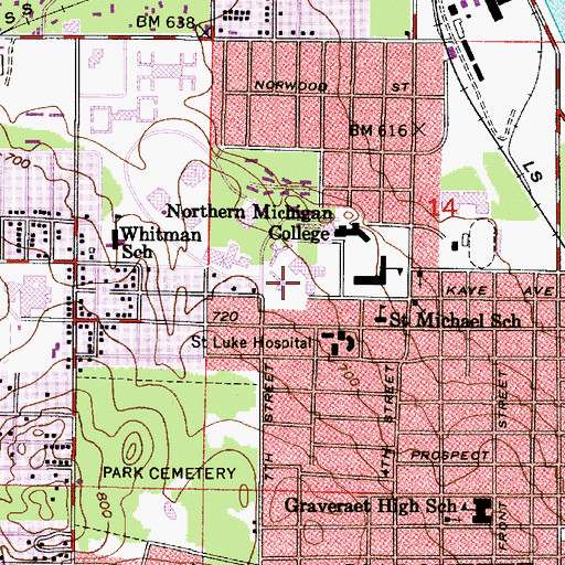 Topographic Map of West Hall, MI
