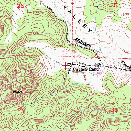 Topographic Map of Circle S Ranch, CA