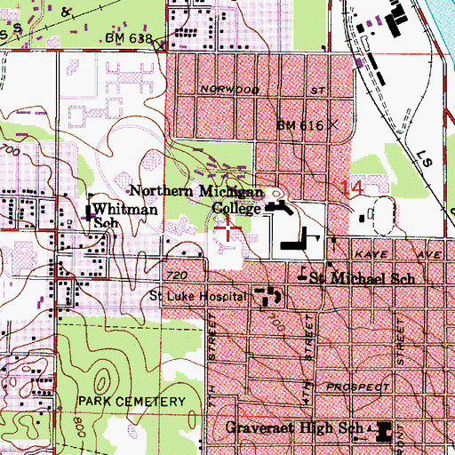 Topographic Map of Gries Hall, MI