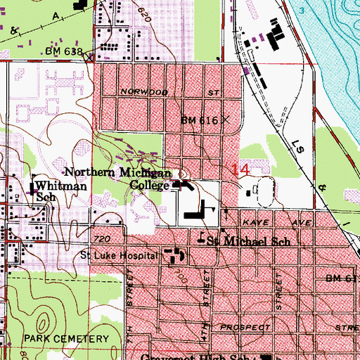 Topographic Map of Lee Hall, MI