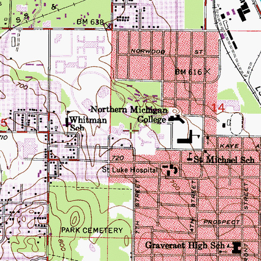 Topographic Map of Forest Roberts Theatre, MI