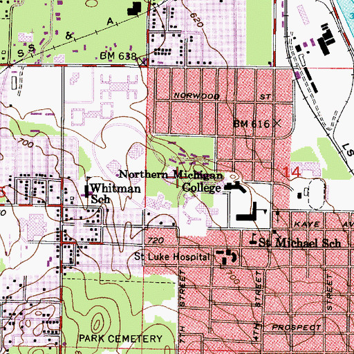 Topographic Map of C B Hedgcock Student Service Center, MI