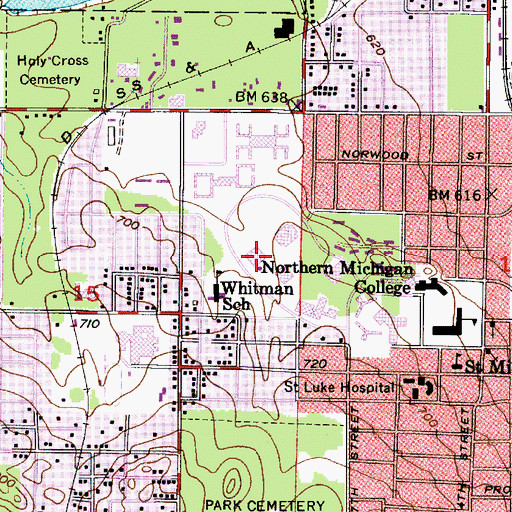 Topographic Map of West Science Building, MI