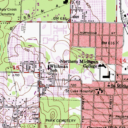 Topographic Map of Jamrich Hall, MI