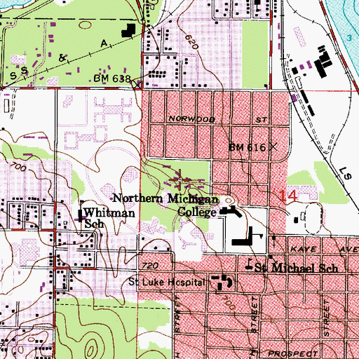 Topographic Map of Summit/Center Apartments, MI