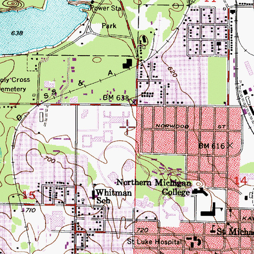 Topographic Map of Magers Hall, MI