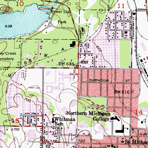 Topographic Map of Meyland Hall, MI