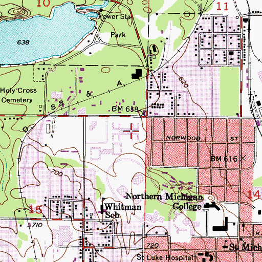 Topographic Map of Quad II Central Area, MI