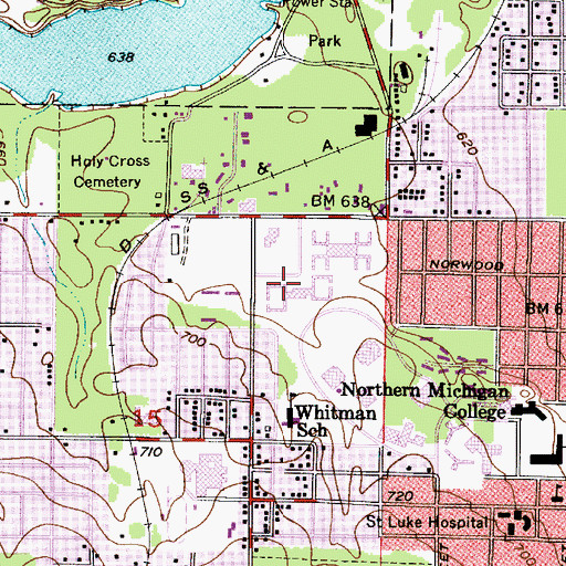 Topographic Map of Gant Hall, MI