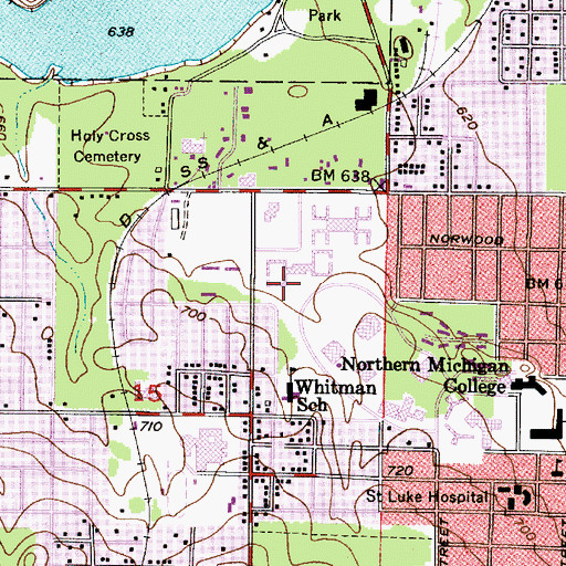 Topographic Map of Spalding Hall, MI