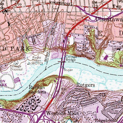 Topographic Map of Donald Goodkind Bridge, NJ