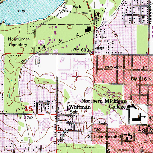 Topographic Map of Payne Hall, MI