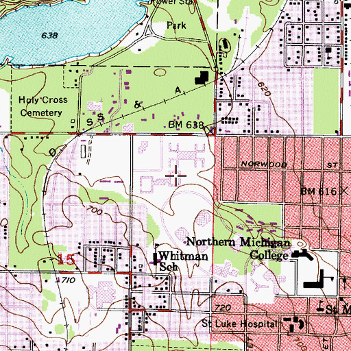 Topographic Map of Halverson Hall, MI