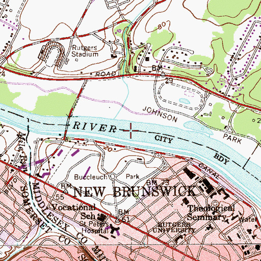 Topographic Map of John A Lynch Senior Memorial Bridge, NJ