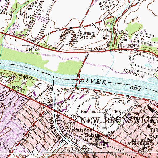 Topographic Map of Landing Lane Bridge, NJ