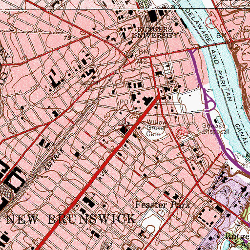 Topographic Map of Livingston Avenue High School (historical), NJ