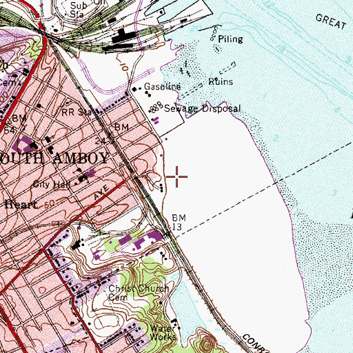 Topographic Map of South Amboy High-Middle School, NJ