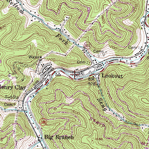 Topographic Map of Lookout Elementary School (historical), KY