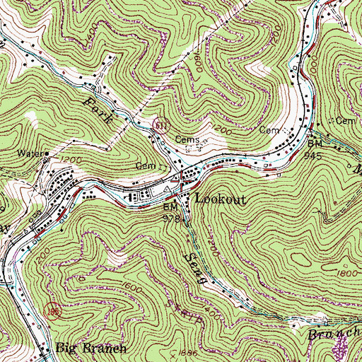 Topographic Map of Lookout Post Office (historical), KY