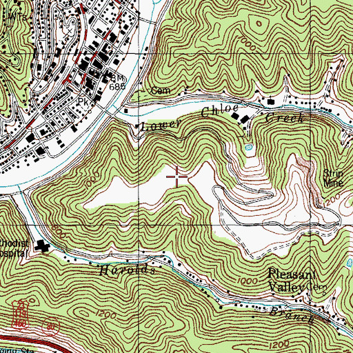 Topographic Map of Lovers Leap Rock, KY