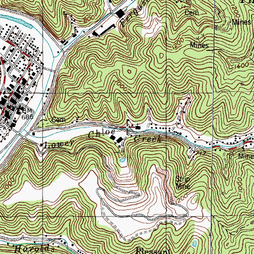 Topographic Map of Lower Chloe (historical), KY