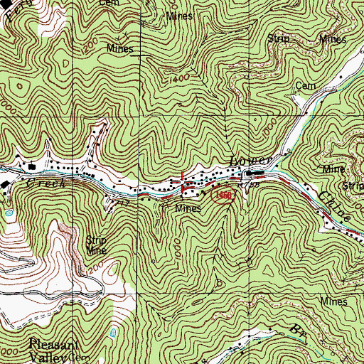 Topographic Map of Lower Chloe Creek School (historical), KY