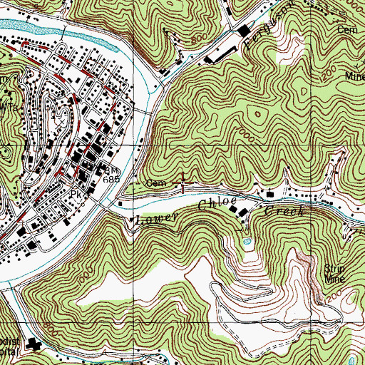 Topographic Map of Lower Chloe School, KY