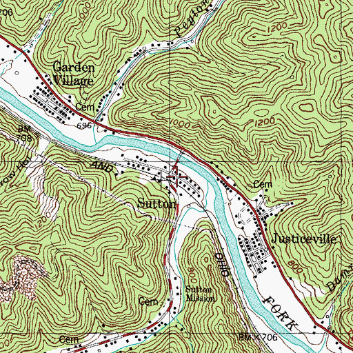 Topographic Map of Lower Greasy Creek School (historical), KY