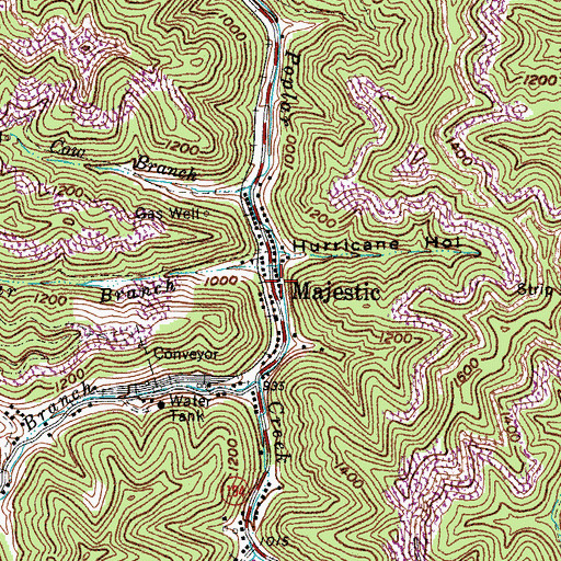 Topographic Map of Majestic Post Office, KY