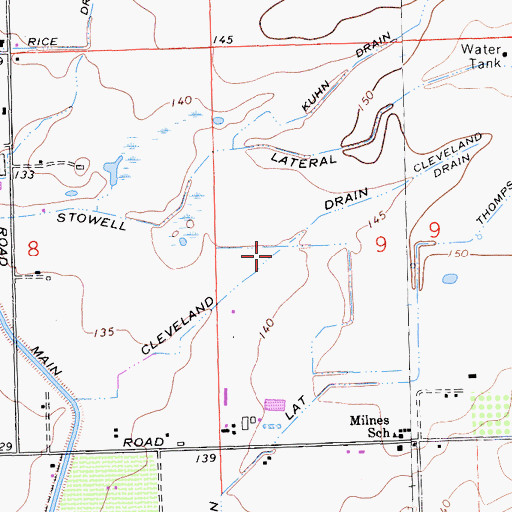 Topographic Map of Cleveland Drain, CA