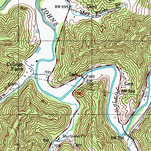 Topographic Map of May Cemetery, KY