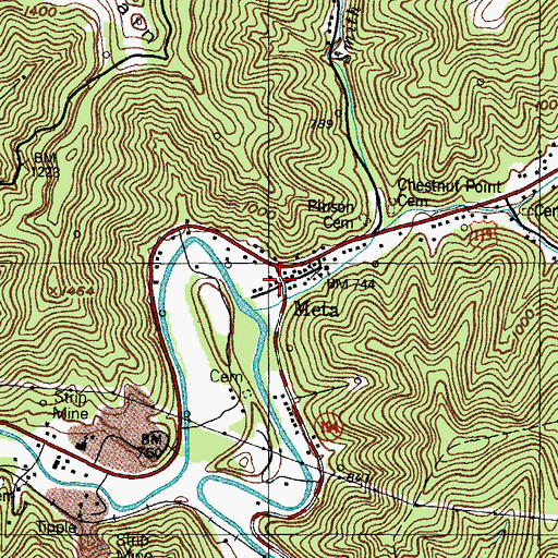Topographic Map of Meta Post Office (historical), KY