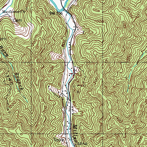 Topographic Map of Miller Creek (historical), KY