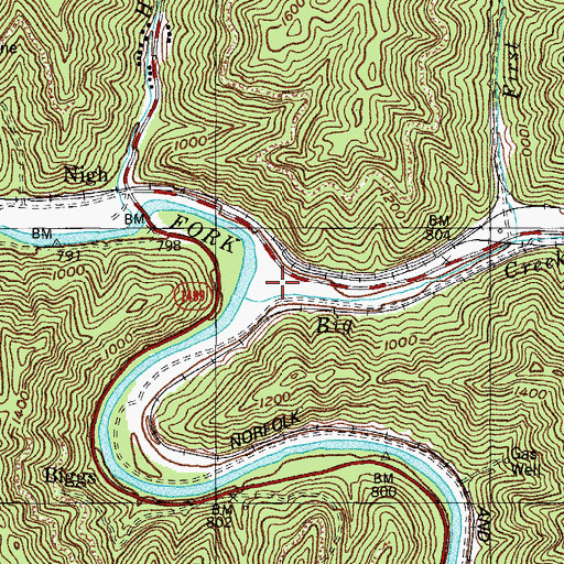 Topographic Map of Mouth of Big Creek School (historical), KY