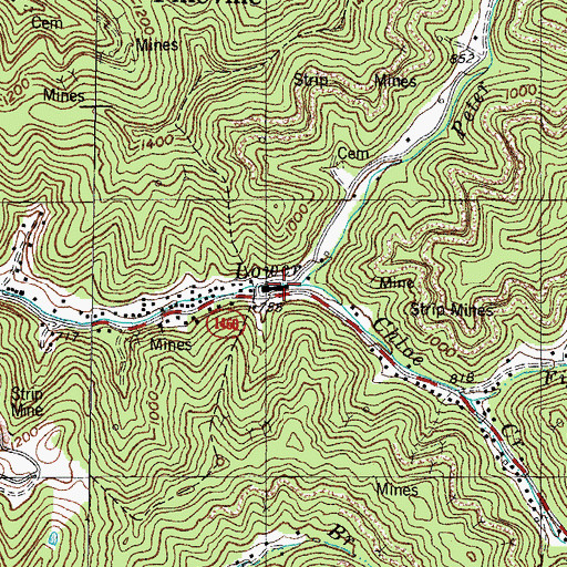 Topographic Map of Mouth of Peter Fork School (historical), KY