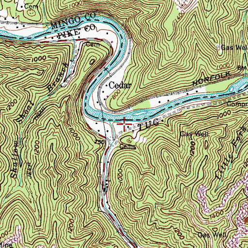 Topographic Map of Mouth of Popular School (historical), KY