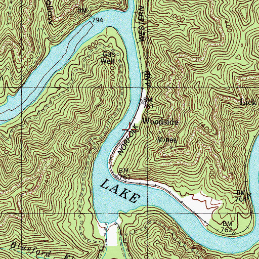 Topographic Map of Mouth of Sims Creek School (historical), KY